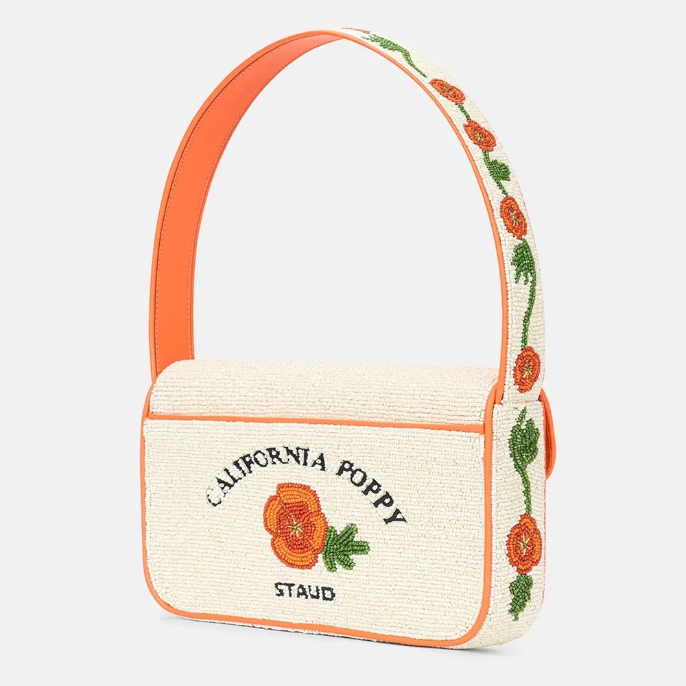 STAUD Orange and Cream Seed Shop Floral Beaded Shoulder Bag - Picture 2 of 7
